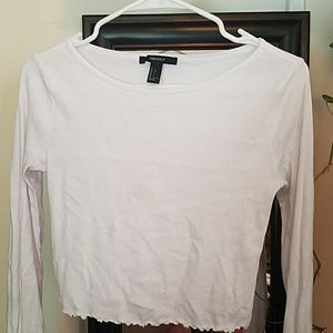 white long sleeve, crop top